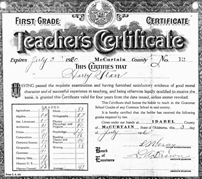 teach cert 1916